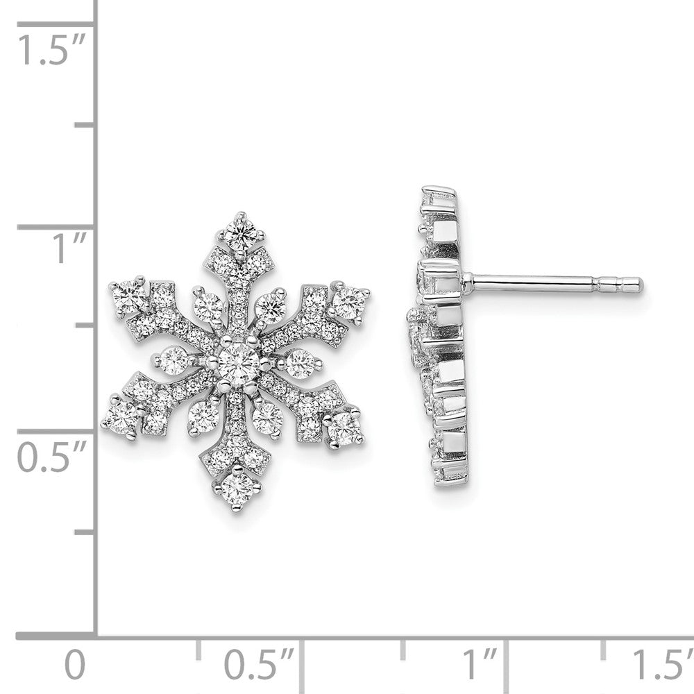 Sterlingsilber Rhodiniert Zirkonia Schneeflocke Ohrstecker