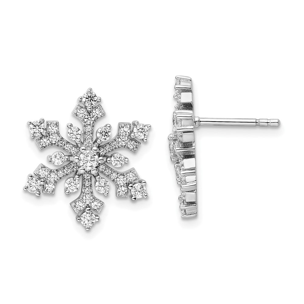 Sterlingsilber Rhodiniert Zirkonia Schneeflocke Ohrstecker