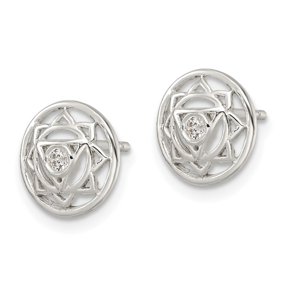 Sterlingsilber Zirkonia Solar Chakra mit Dreieck Mittig Ohrstecker