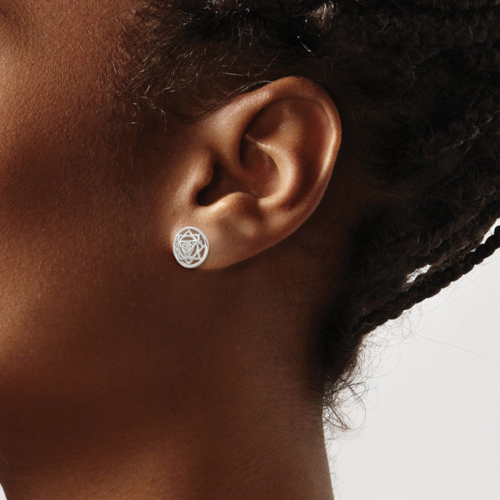 Sterlingsilber Zirkonia Solar Chakra mit Dreieck Mittig Ohrstecker