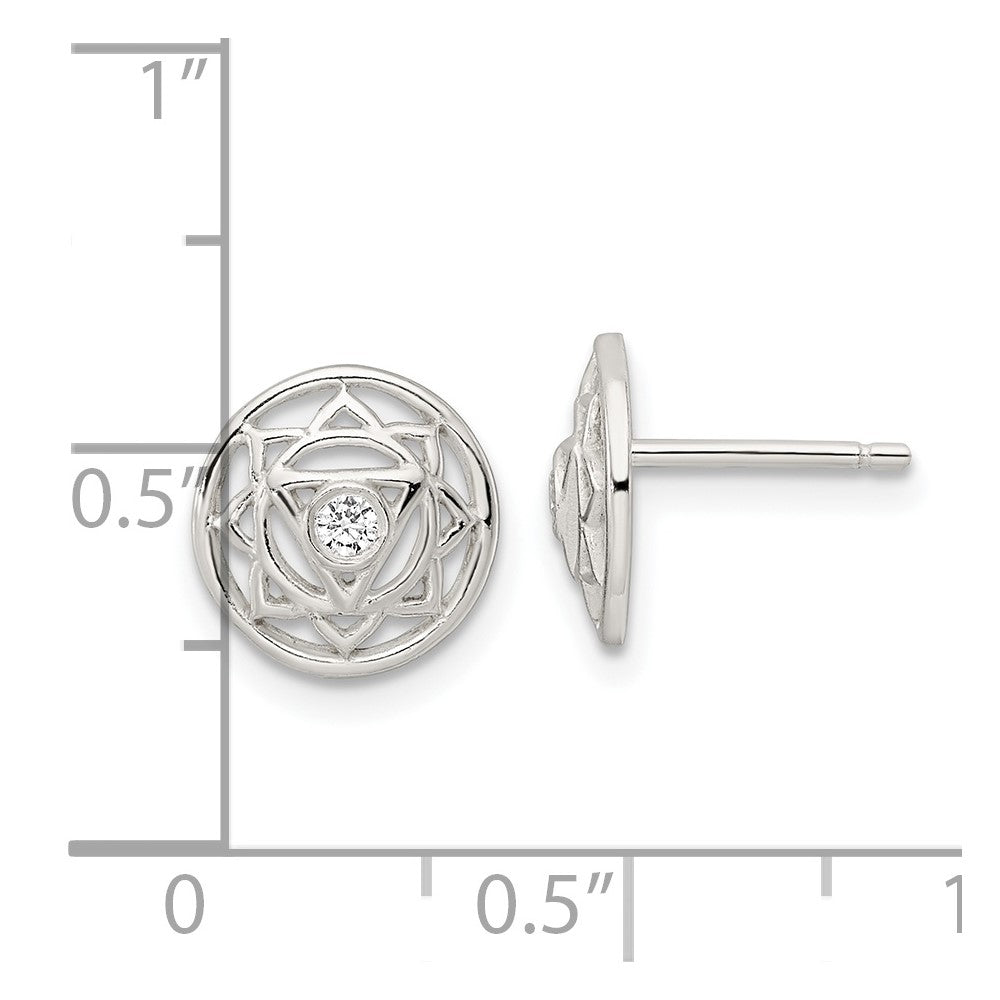 Sterlingsilber Zirkonia Solar Chakra mit Dreieck Mittig Ohrstecker