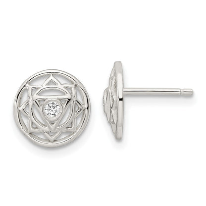 Sterlingsilber Zirkonia Solar Chakra mit Dreieck Mittig Ohrstecker