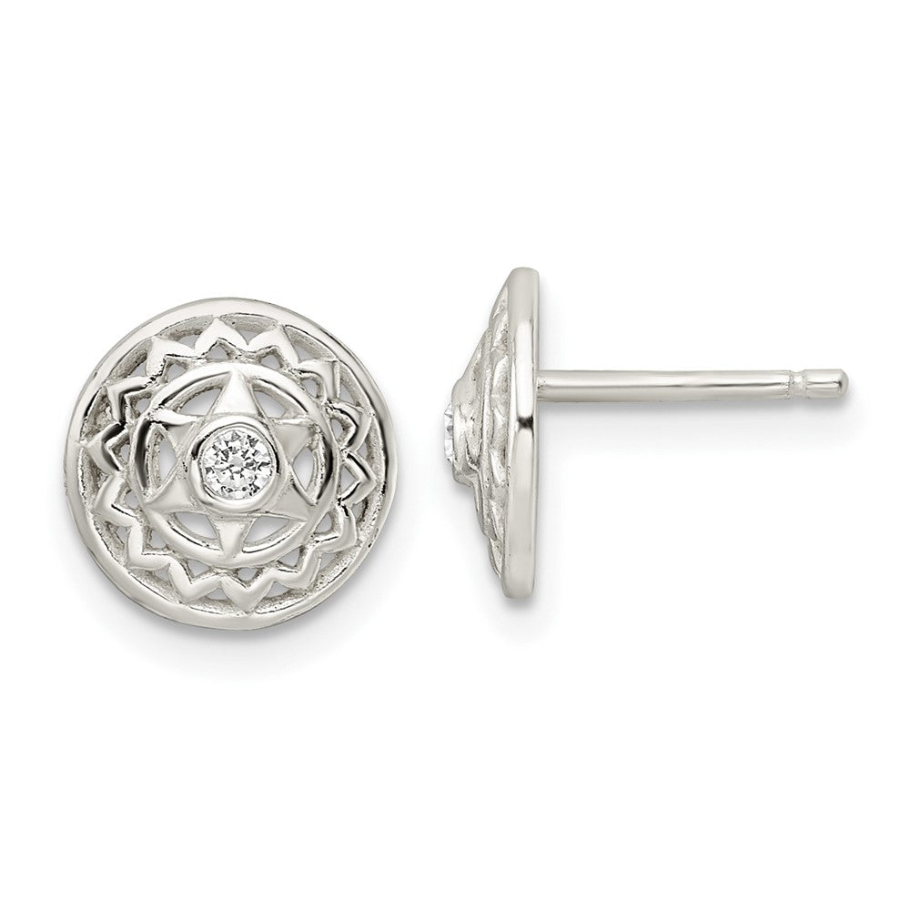Sterlingsilber Zirkonia Herz Chakra Filigran Ohrstecker