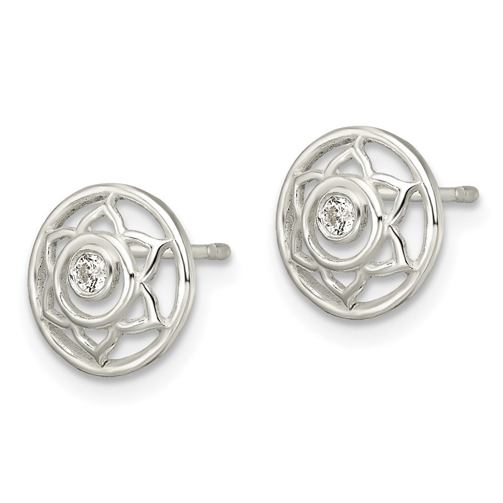 Sterlingsilber Zirkonia Lotus Chakra Filigran Ohrstecker