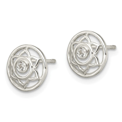 Sterlingsilber Zirkonia Lotus Chakra Filigran Ohrstecker