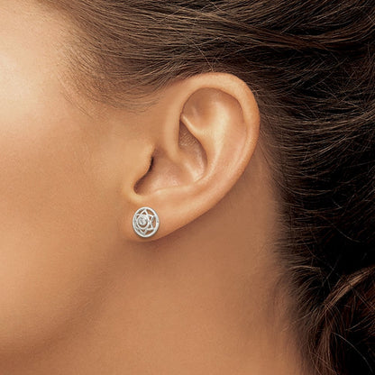 Sterlingsilber Zirkonia Lotus Chakra Filigran Ohrstecker
