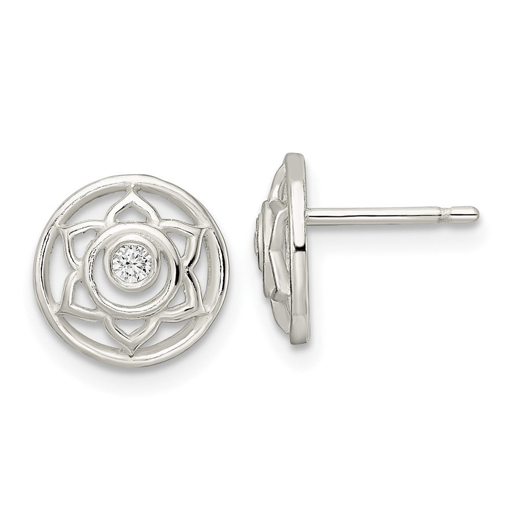 Sterlingsilber Zirkonia Lotus Chakra Filigran Ohrstecker