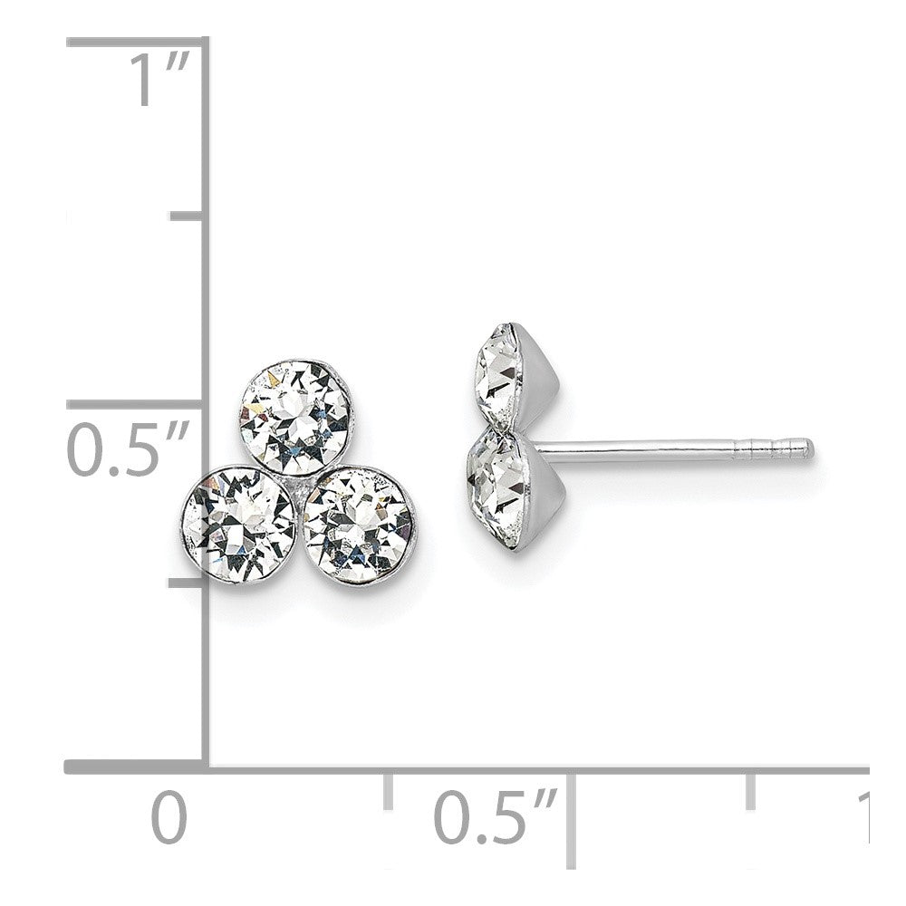 Sterlingsilber Rhodiniert Kristall 3-stone Ohrstecker