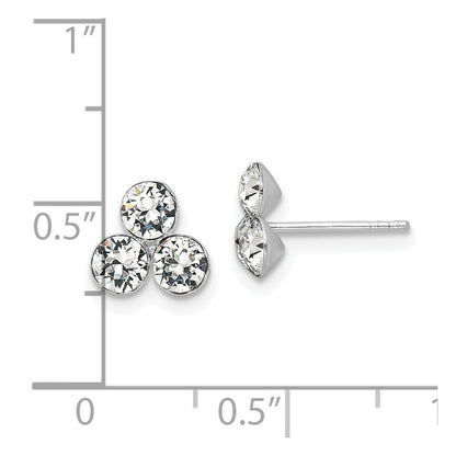 Sterlingsilber Rhodiniert Kristall 3-stone Ohrstecker
