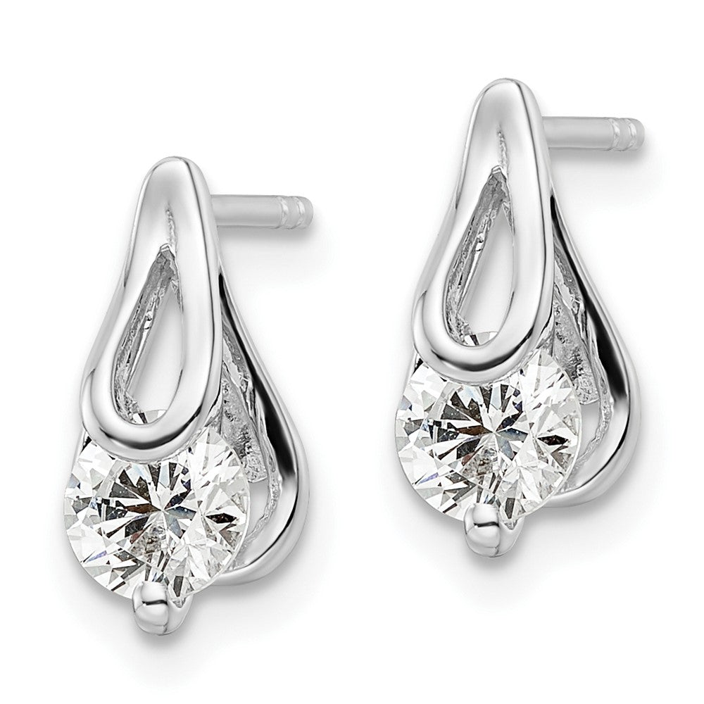 Sterlingsilber Rhodiniert Zirkonia Ohrstecker