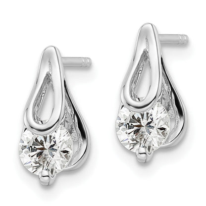 Sterlingsilber Rhodiniert Zirkonia Ohrstecker