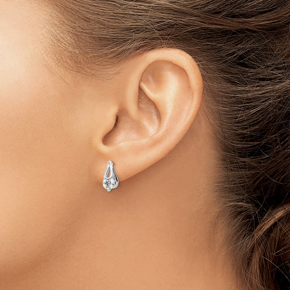 Sterlingsilber Rhodiniert Zirkonia Ohrstecker