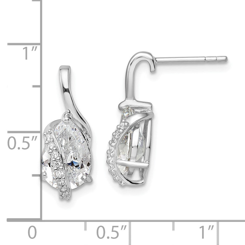 Sterlingsilber Rhodiniert Overlap Tropfen Zirkonia Ohrstecker