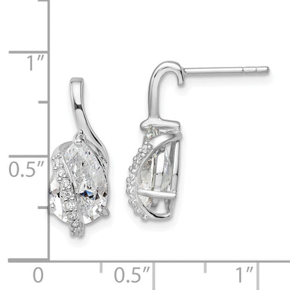 Sterlingsilber Rhodiniert Overlap Tropfen Zirkonia Ohrstecker