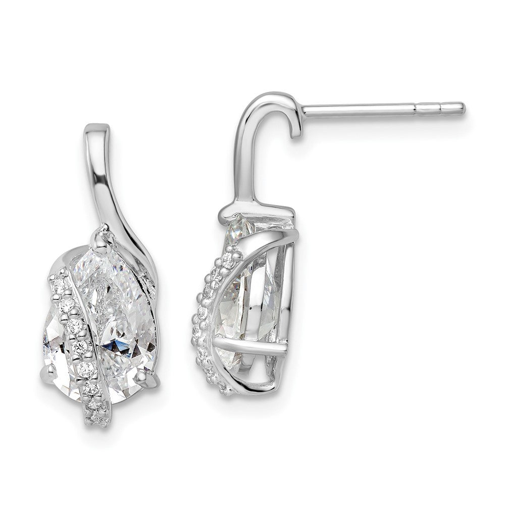 Sterlingsilber Rhodiniert Overlap Tropfen Zirkonia Ohrstecker