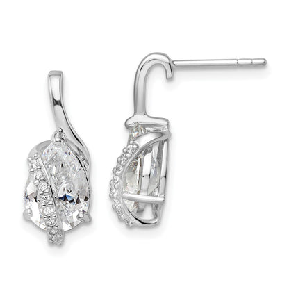 Sterlingsilber Rhodiniert Overlap Tropfen Zirkonia Ohrstecker