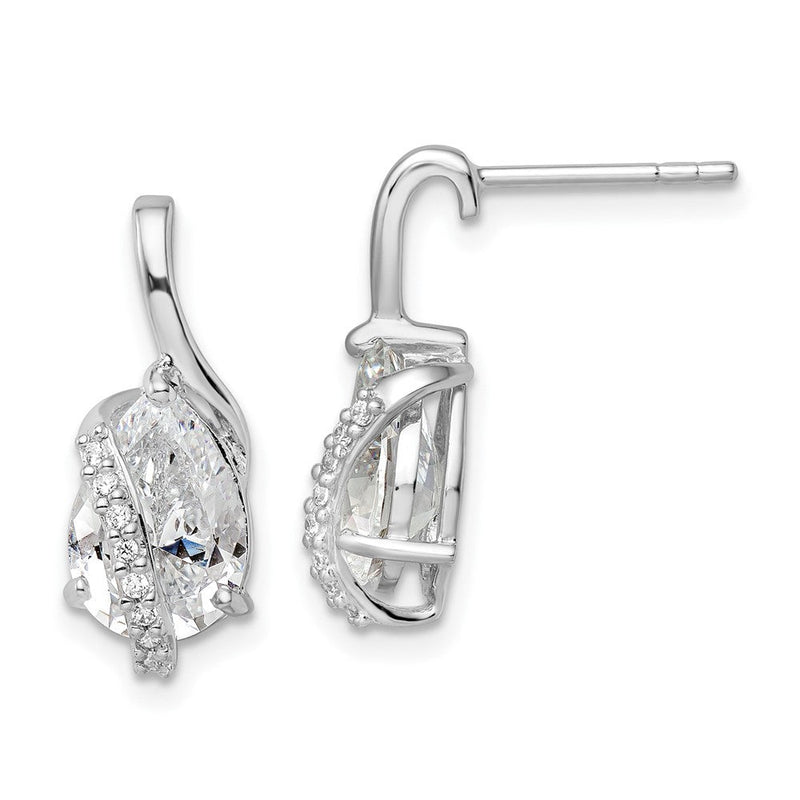 Sterlingsilber Rhodiniert Overlap Tropfen Zirkonia Ohrstecker