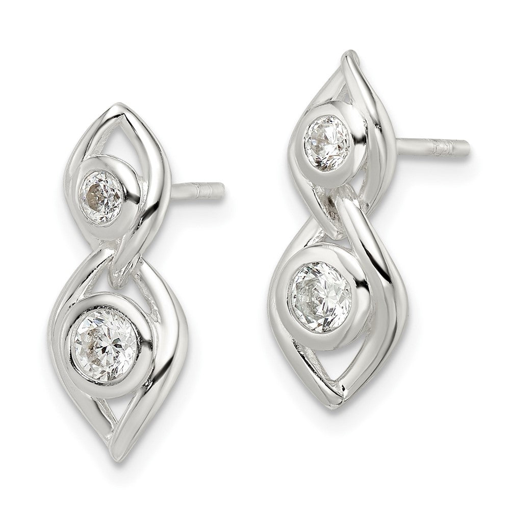 Sterlingsilber Poliert Zirkonia Stecker Ohrhänger