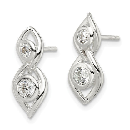 Sterlingsilber Poliert Zirkonia Stecker Ohrhänger
