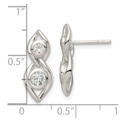 Sterlingsilber Poliert Zirkonia Stecker Ohrhänger