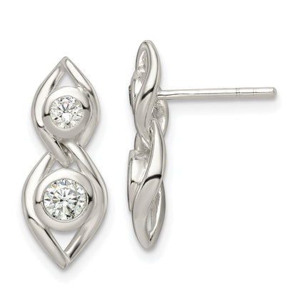 Sterlingsilber Poliert Zirkonia Stecker Ohrhänger