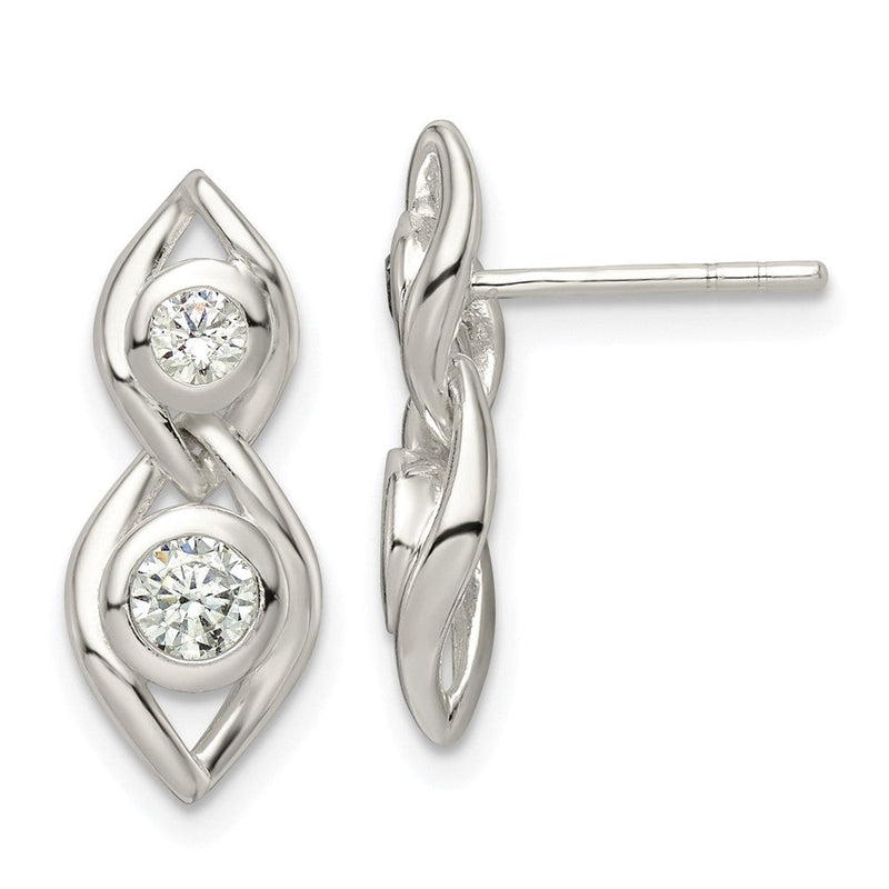 Sterlingsilber Poliert Zirkonia Stecker Ohrhänger