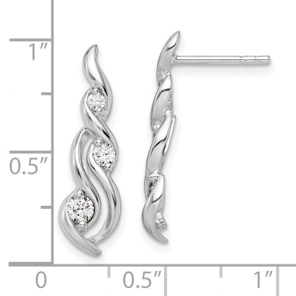 Sterlingsilber Rhodiniert Gedreht Zirkonia Stecker Ohrhänger