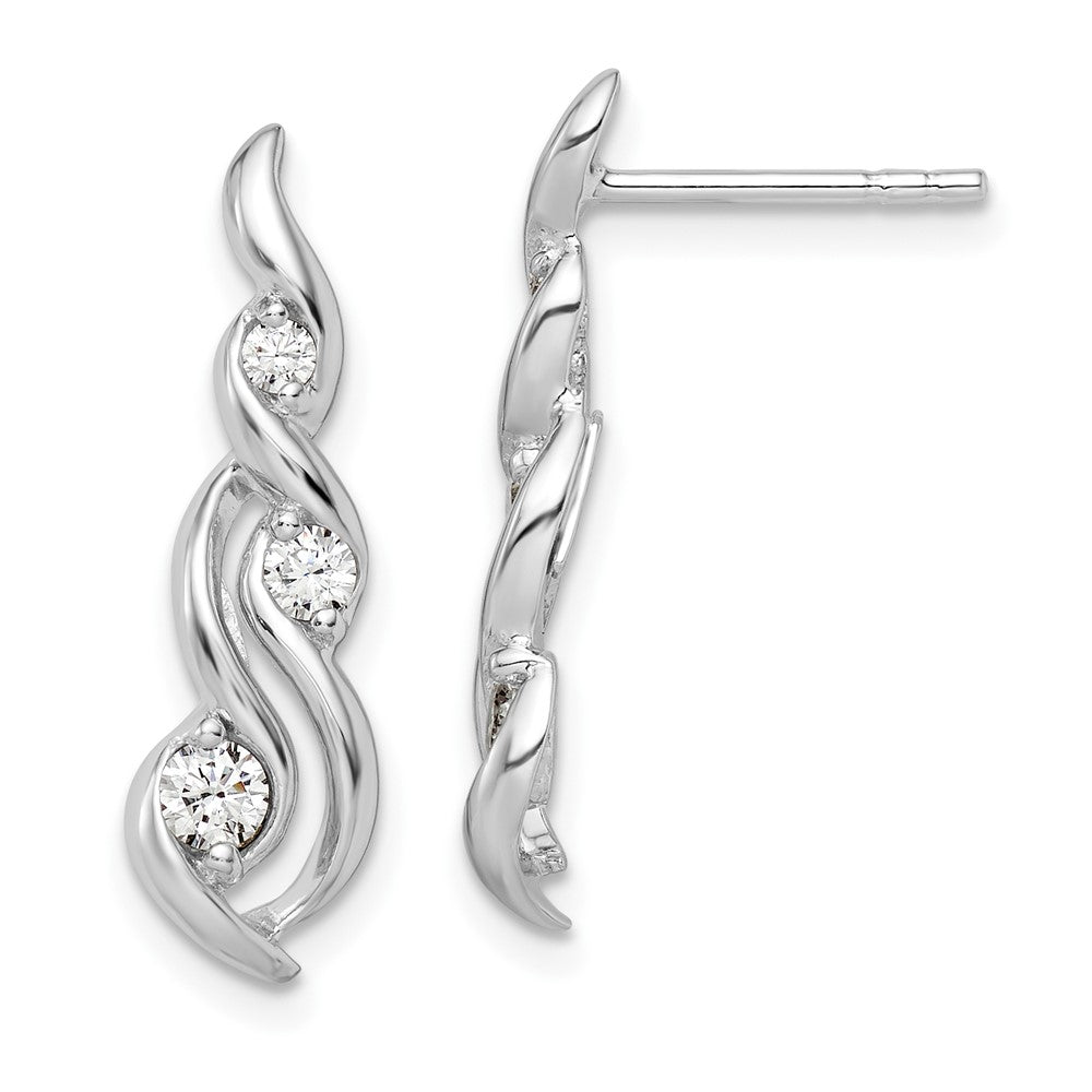 Sterlingsilber Rhodiniert Gedreht Zirkonia Stecker Ohrhänger