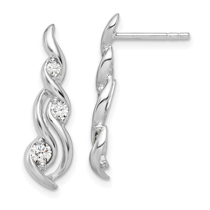 Sterlingsilber Rhodiniert Gedreht Zirkonia Stecker Ohrhänger