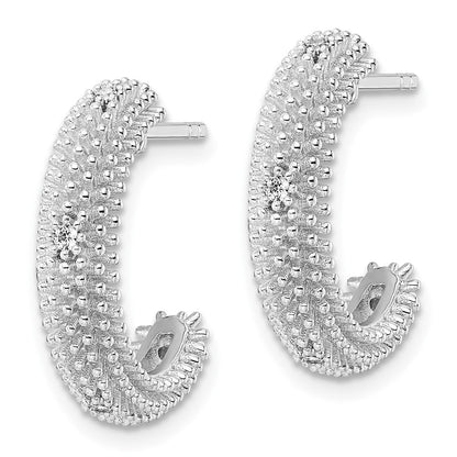 Sterlingsilber Rhodiniert Zirkonia Stecker Creolen