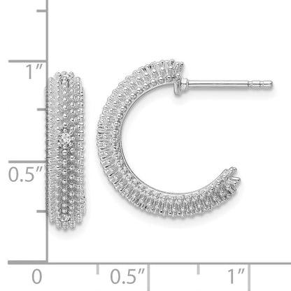 Sterlingsilber Rhodiniert Zirkonia Stecker Creolen