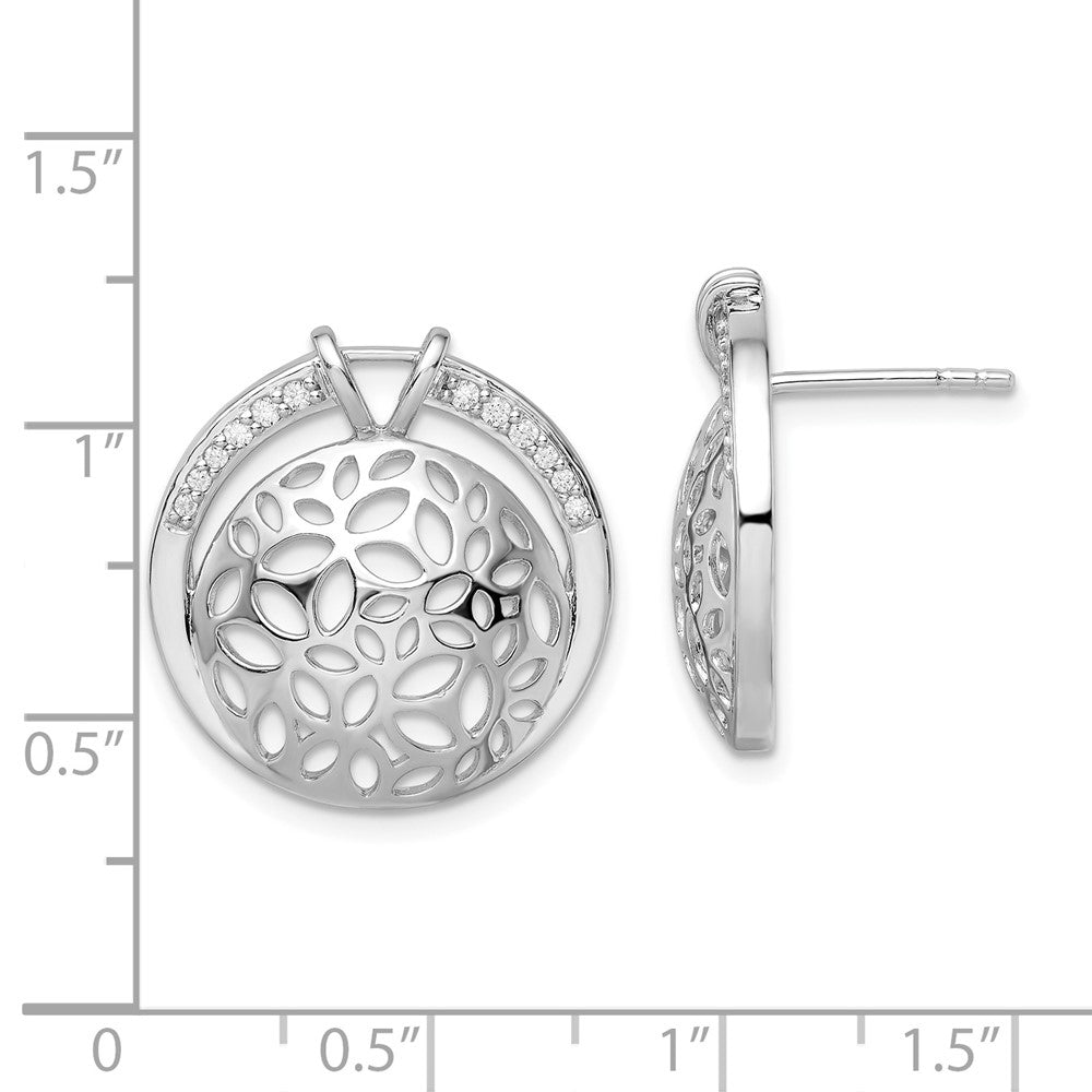 Sterlingsilber Rhodiniert Ausgeschnitten Zirkonia Kreis Ohrringe