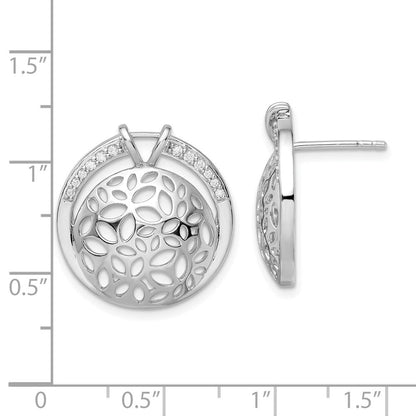 Sterlingsilber Rhodiniert Ausgeschnitten Zirkonia Kreis Ohrringe