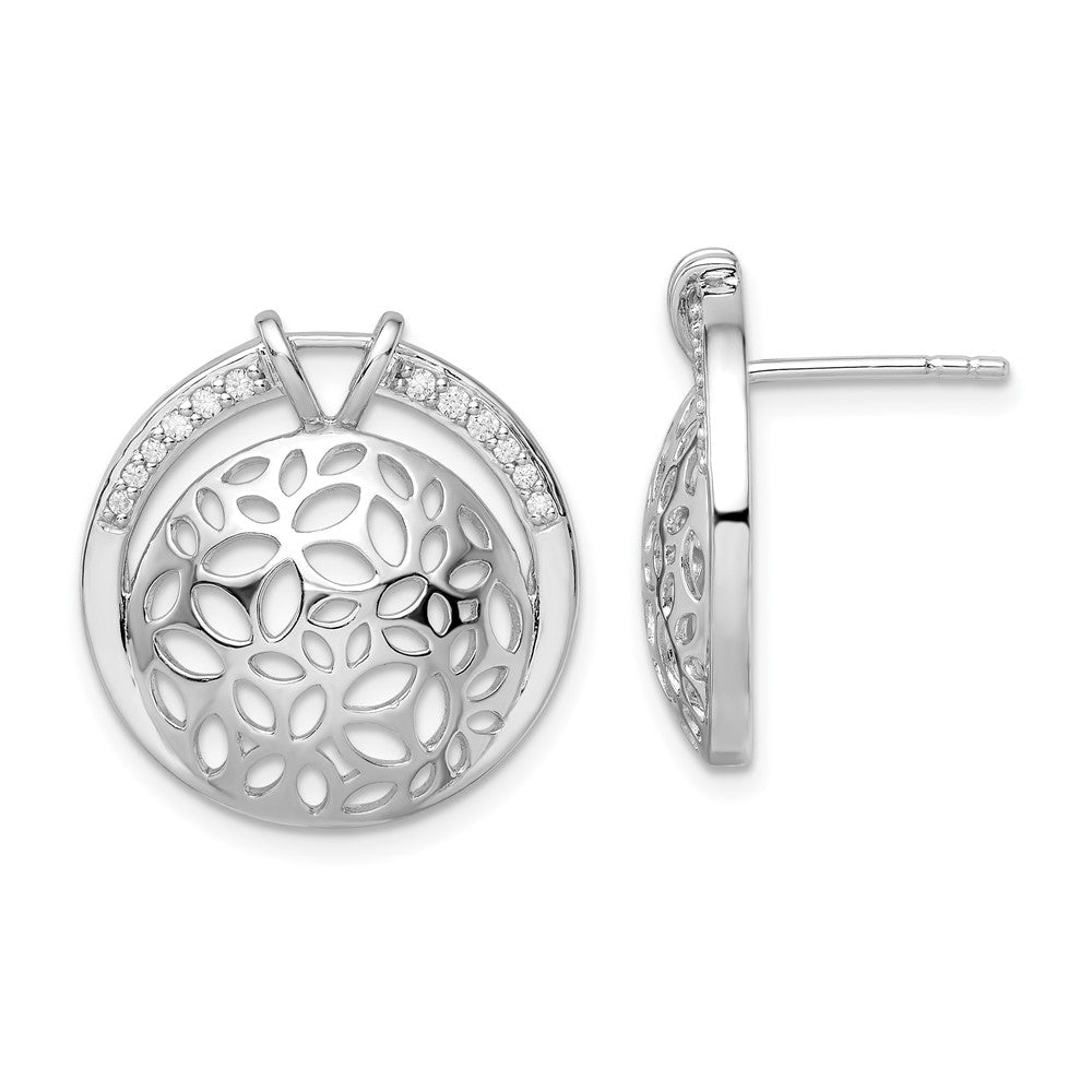 Sterlingsilber Rhodiniert Ausgeschnitten Zirkonia Kreis Ohrringe