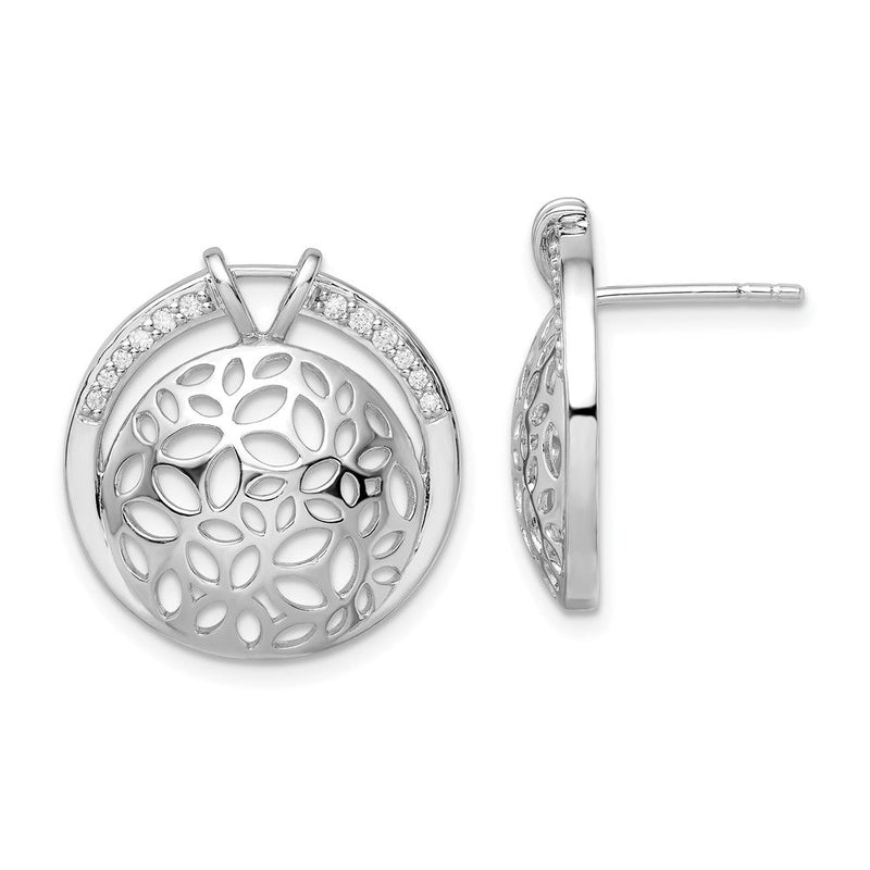 Sterlingsilber Rhodiniert Ausgeschnitten Zirkonia Kreis Ohrringe
