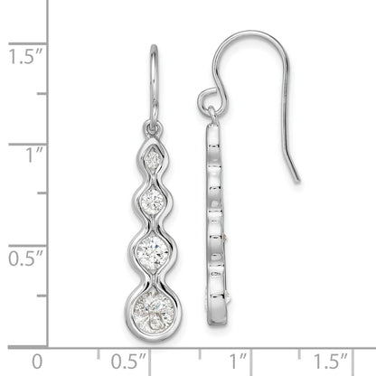 Sterlingsilber Rhodiniert Tropfen Zirkonia Welle Ohrhänger