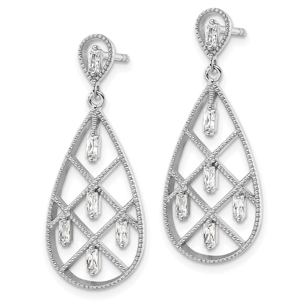 Sterlingsilber Rhodiniert Baguette Zirkonia Tropfen Ohrstecker