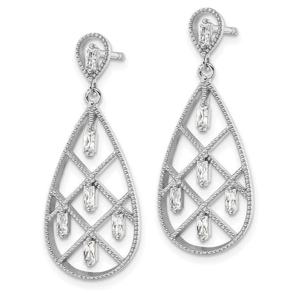 Sterlingsilber Rhodiniert Baguette Zirkonia Tropfen Ohrstecker