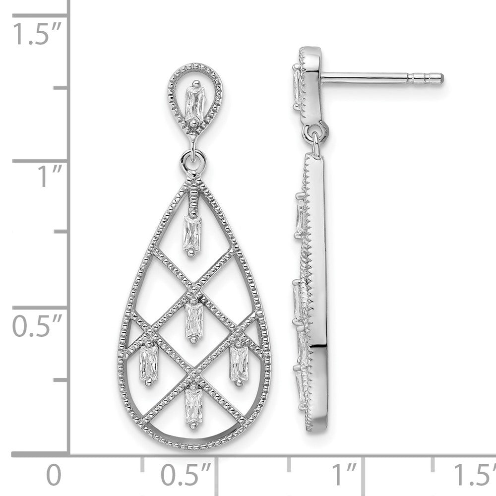 Sterlingsilber Rhodiniert Baguette Zirkonia Tropfen Ohrstecker