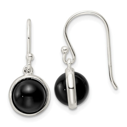 Sterlingsilber Poliert Onyx Perle Ohrhänger