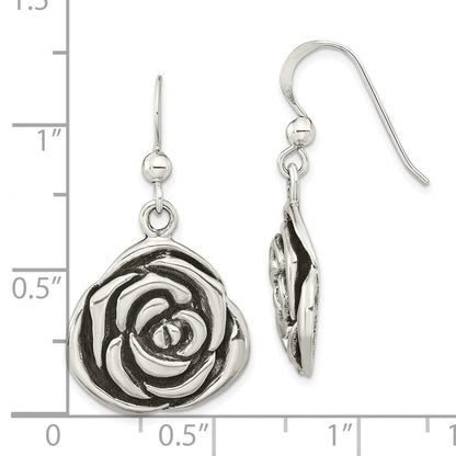 Sterlingsilber Poliert Antikisiert Rose Ohrhänger