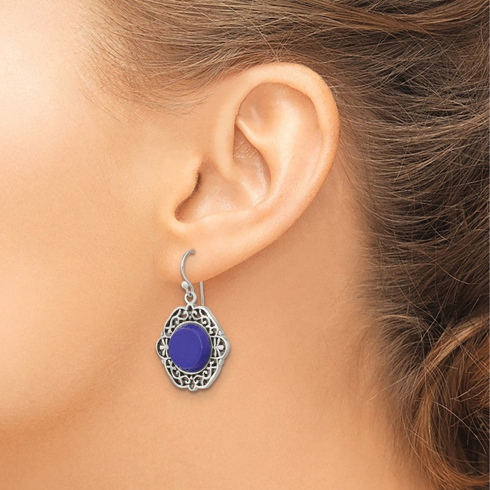 Sterlingsilber Oxidiert Dyed Achat Filigran Fantasie Ohrhänger