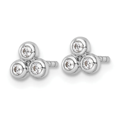 Sterlingsilber Rhodiniert Poliert Zirkonia Ohrstecker