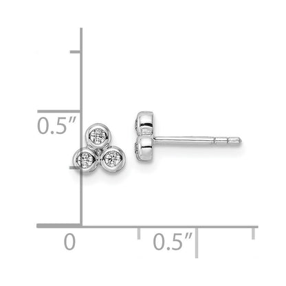 Sterlingsilber Rhodiniert Poliert Zirkonia Ohrstecker