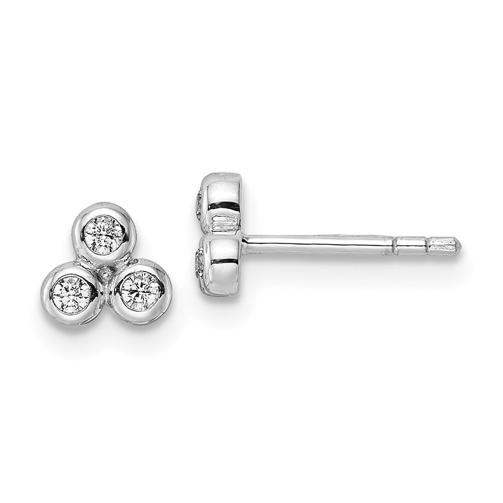 Sterlingsilber Rhodiniert Poliert Zirkonia Ohrstecker