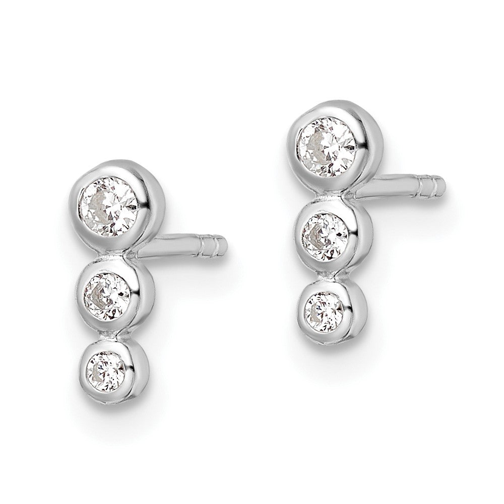 Sterlingsilber Rhodiniert Poliert Zirkonia Ohrstecker