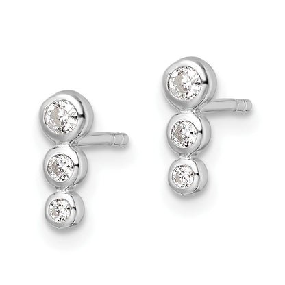 Sterlingsilber Rhodiniert Poliert Zirkonia Ohrstecker