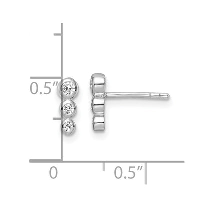 Sterlingsilber Rhodiniert Poliert Zirkonia Ohrstecker