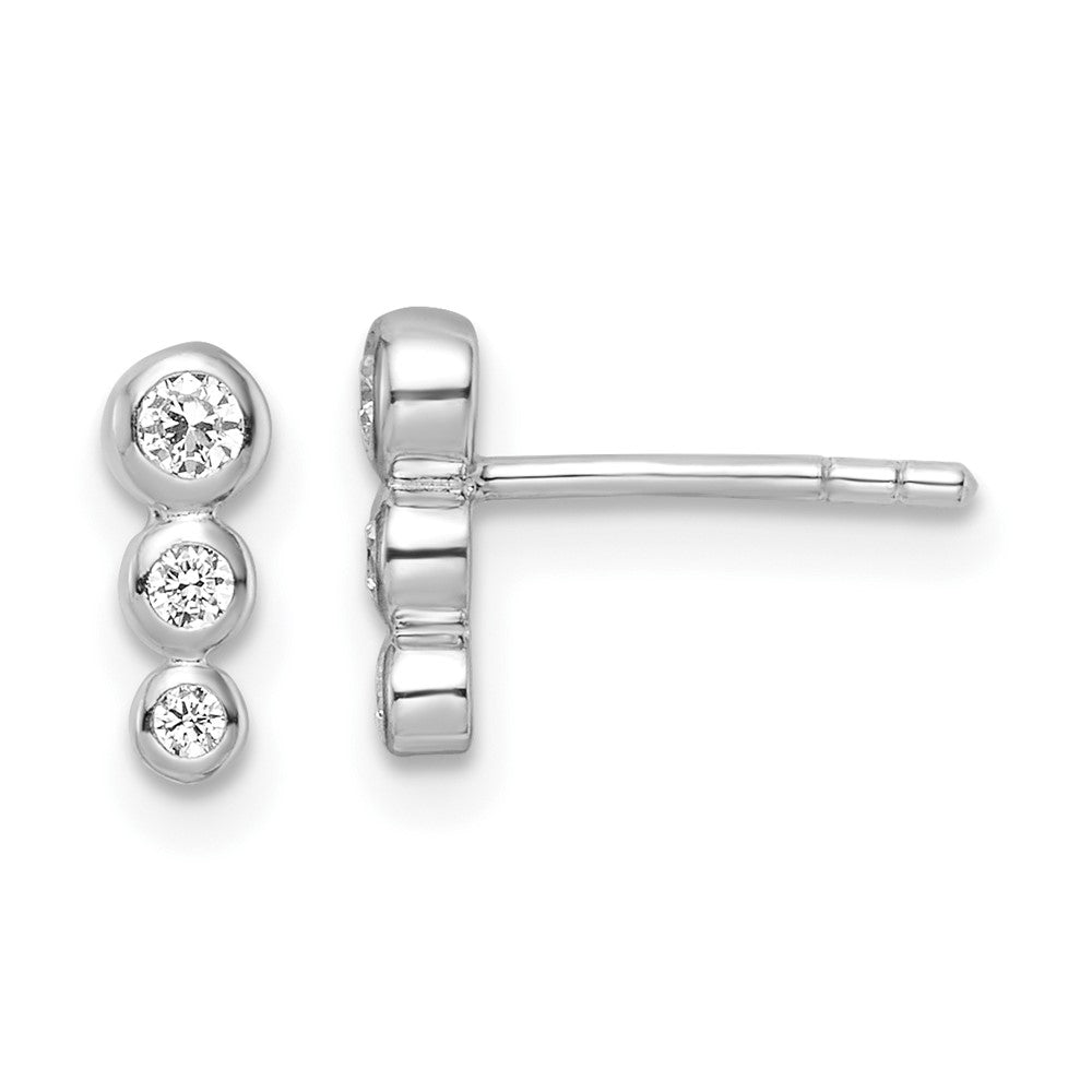 Sterlingsilber Rhodiniert Poliert Zirkonia Ohrstecker