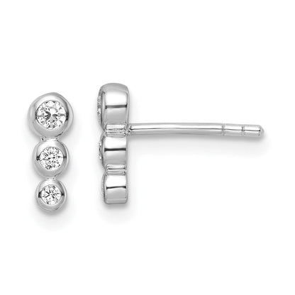Sterlingsilber Rhodiniert Poliert Zirkonia Ohrstecker